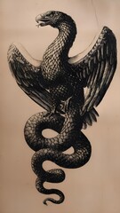 Naklejka premium an eagle hunting a snake