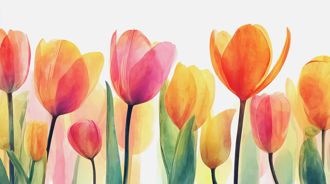 watercolor botanical Tulip flower flowers texture template background.Elegant wedding invitation card background . Minimal hand painted Design for wedding or Valentine's Day