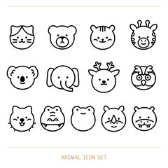 동물 얼굴 아이콘 세트
