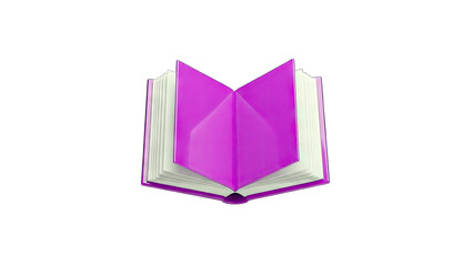 Purple Book Opened on White Background