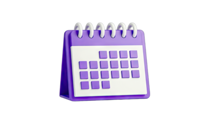 Purple Calendar Icon on White Background