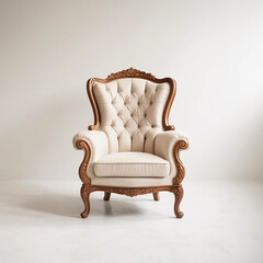 Elegant vintage high back armchair with tufted upholstery