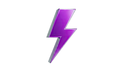 Purple Lightning Bolt on White Background