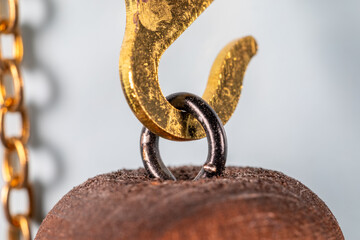 Macro shot of the antique gold bell