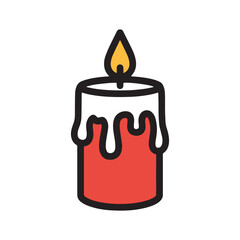 Christmas Candle Icon vector illustration – Cute Cartoon Holiday Candle with Melting Wax and Flame