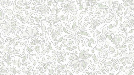 Fototapeta premium Floral Serenity: An intricate floral pattern, a symphony of delicate petals and swirling stems, blooms across the canvas. A timeless elegance perfect for decorative designs.