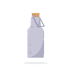 illustration of a milk jug with a traditional wooden lid, household metal furniture