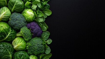 Colorful festive display of broccoli and Brussels sprouts, AI generated