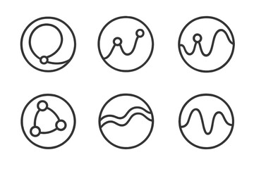 Obraz premium Harmonic Circuit Vectors. Line style vector icons of Harmonic Circuits: sound loops, glowing paths, rhythmic flow, balanced nodes,
