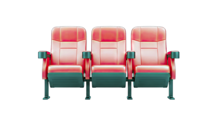 Red Cinema Seats Isolated on White Background