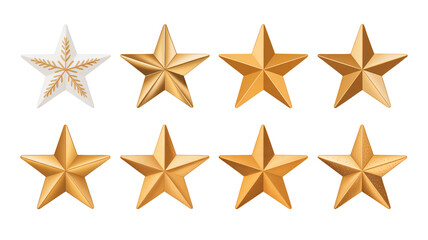 Obraz premium Eight rating stars featuring one white decorative element and seven metallic gold variations