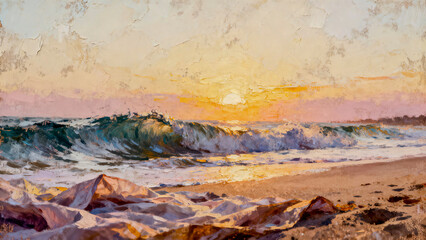 Abstract oil paint style background in soft neutrals with grunge and wave textures, ideal for web banners and calm artistic compositions.