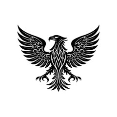Obraz premium Black eagle emblem symbol of freedom strength and power on white background