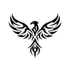 Obraz premium Black phoenix vector illustration against white background for graphic design