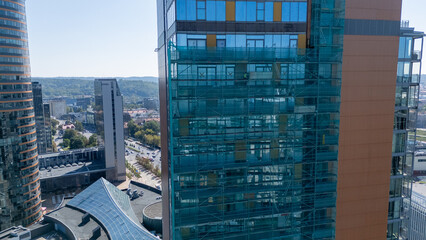Aerial View of Modern Skyscrapers in Urban Area