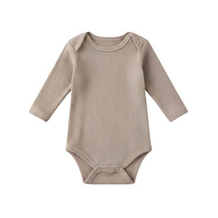 Fototapeta premium Cute baby onesie in neutral colors, transparent background