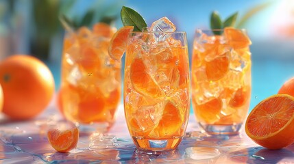 fresh orange summer cocktails on sunny day