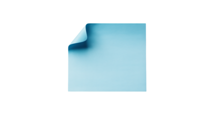 Blank light blue paper sheet with a curled corner on a deep for design