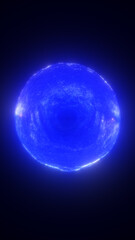Fototapeta premium Glowing blue energy sphere floating in dark space, symbolizing power, technology, and futuristic cosmic force