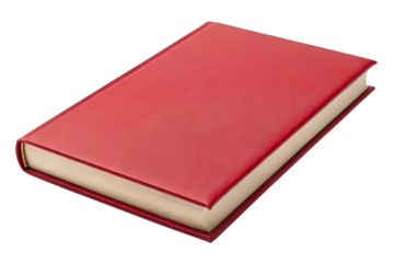 An elegant red hardcover book with a plain cover, angled on a white background. This classic volume symbolizes knowledge, education, and the timeless joy of reading, inviting discovery