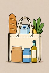 Zero waste shopping concept with eco bag