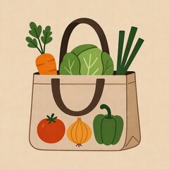 Conscious consumption concept with reusable bag