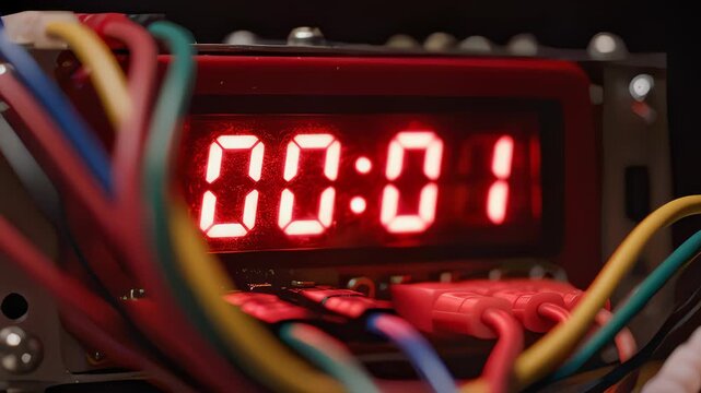 Bomb Timer Counts Down to Zero With Colorful Wires Around It