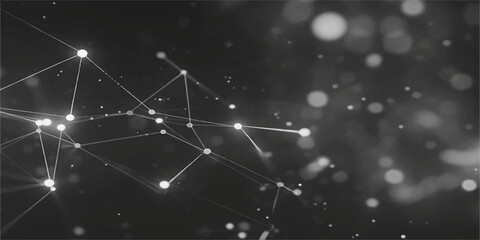 Abstract blue background illustration of a starry night sky constellation and digital light network technology pattern design © PAGLAA