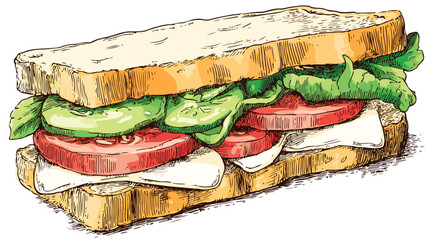 Creative Illustration of a Sandwich Drawing within a Sandwich, Vector Artwork