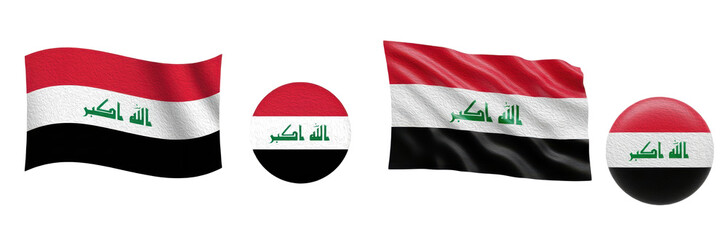 set of Iraq flags on white background png with oil paint