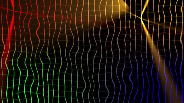 The Abstract a black gradient background with of grid pattern with abstract grid technology background with glowing lines. Seamless polygon dots digital motion graphic video 4k animation video .