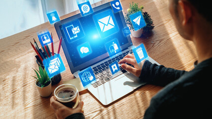 Email icons show digital communication, email service, and inbox management. Email supports online messaging, email notification, and secure exchange. Gist