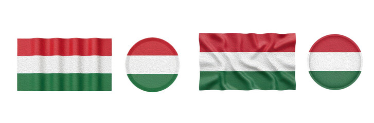 Obraz premium set of Hungary flags on white background png with oil paint