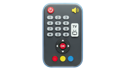 TV Remote Control with Buttons and OK Button Isolated