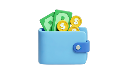 Wallet Filled with Cash and Coins - Financial Concept