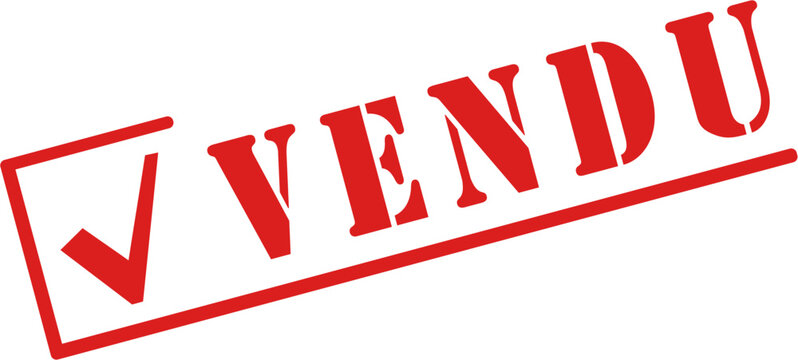 Tampon "VENDU" avec un tick rouge de validation