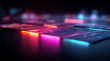 Colorful image of a computer screen with a blue background. The screen is filled with bright colors