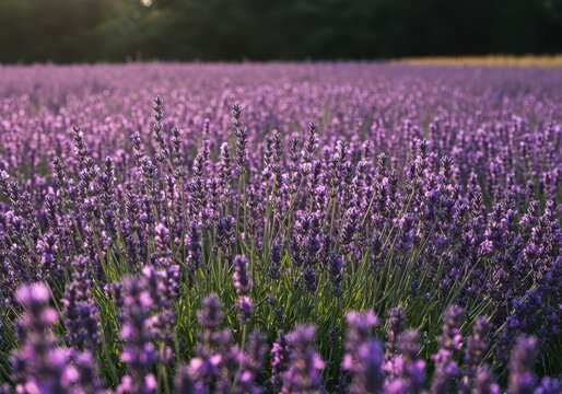 Vibrant purple lavender flowers blooming in dense rows under natural daylight, emphasizing fragrance, aromatherapy, and calming nature, garden, lavendula, harvest