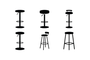 bar stool silhouette vector set