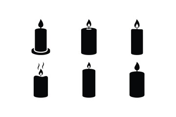 candle silhouette vector set
