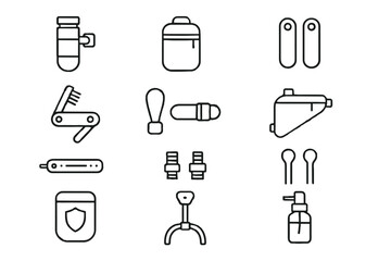 Folding ties urban wheel icon bike gear air pouch capsule vector essentials