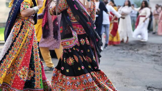 Women dancing Garba during the Ganesh Chaturthi festival in India