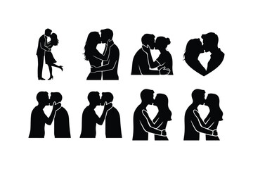 couple shadow art silhouette vector set