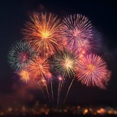 Obraz premium Fireworks glowing burst festival sky high resolution picture