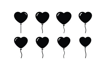 heart balloon silhouette vector set