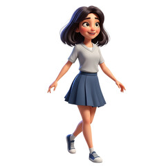 Charming young woman in casual outfit walking with a smile