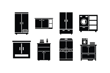 laundry cabinet silhouette vector set