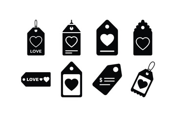 love price tag silhouette vector set