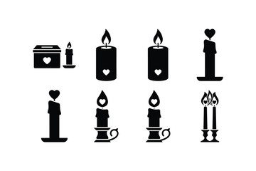 romantic candle light silhouette vector set