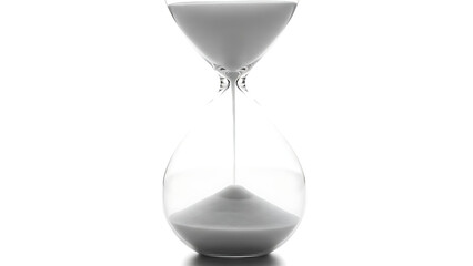 Hourglass with Flowing White Sand on White Background